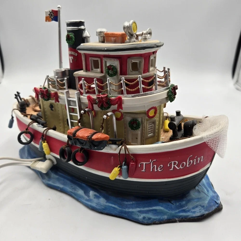 Lemax Carole Town‎ 09 Collection The Robin Tug Boat Light Up Table Accent W Cord